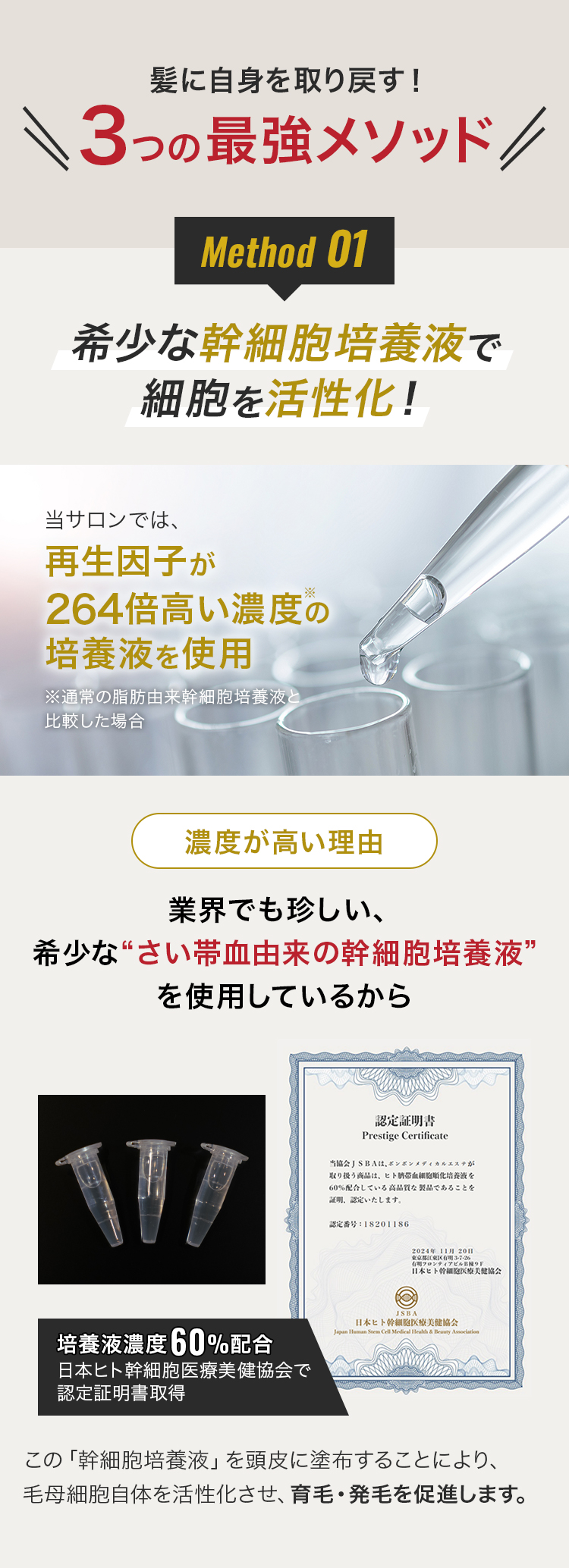 メソッド01 希少な幹細胞培養液で細胞を活性化