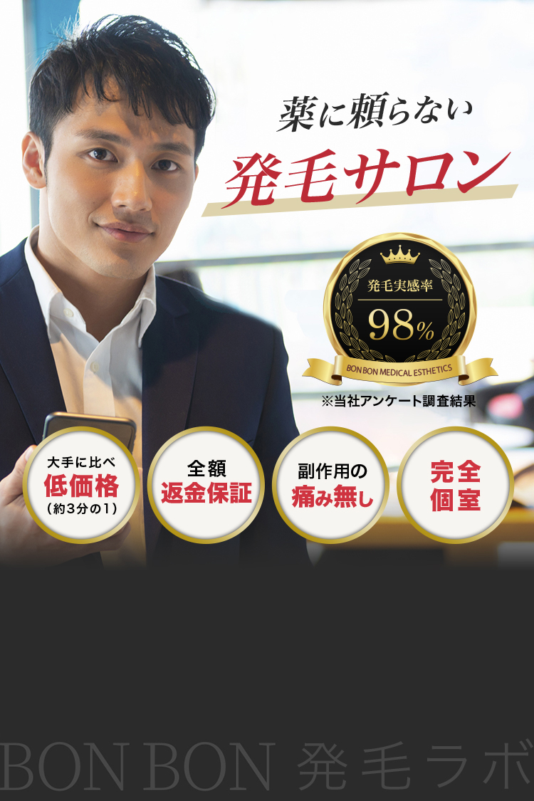 薬に頼らない発毛サロン 発毛時間率98%