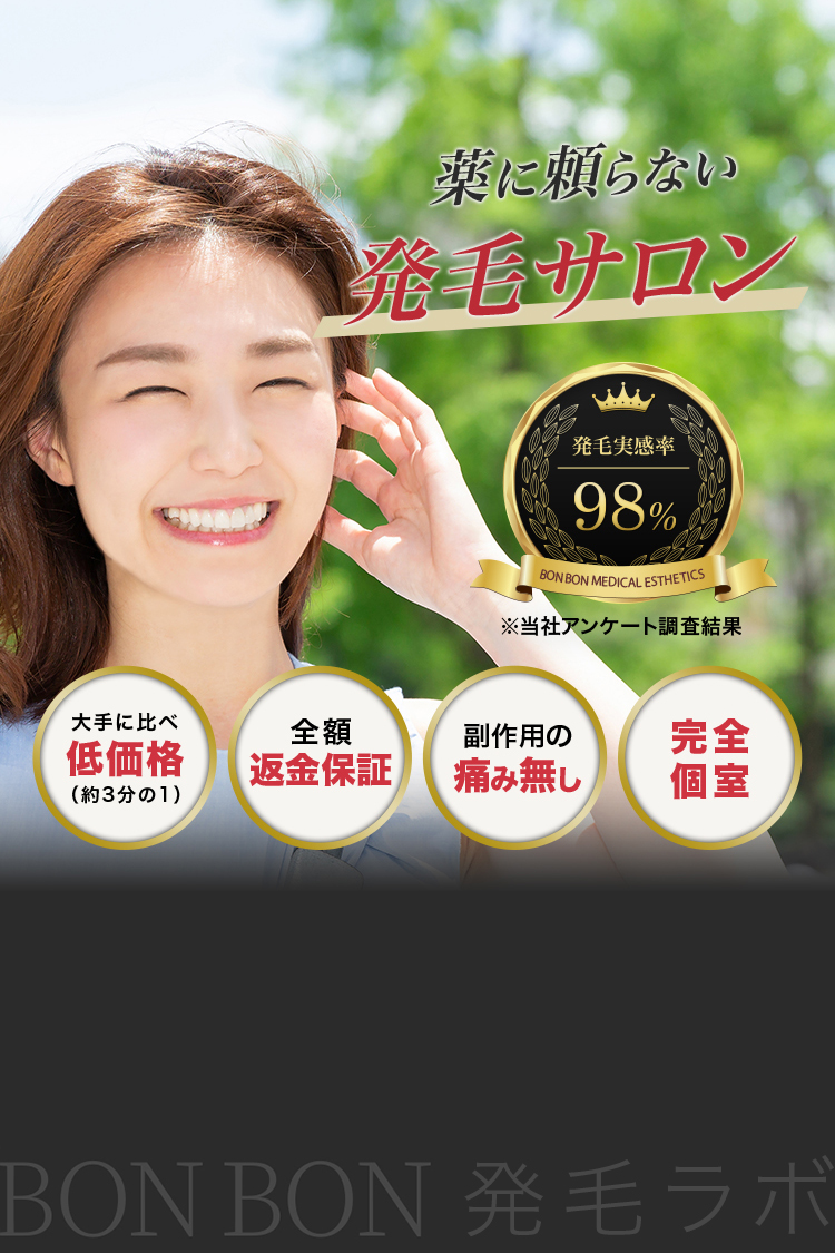 薬に頼らない発毛サロン 発毛時間率98%